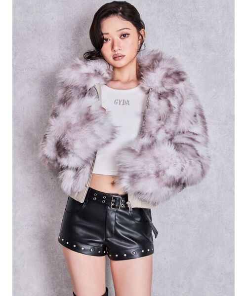 GYDA(ジェイダ)の「GYDA bijou fluffyトップス(Tシャツ/カットソー・レディース・オフホワイト/ブラック/チャコールグレー・FREE)」の12枚目の写真