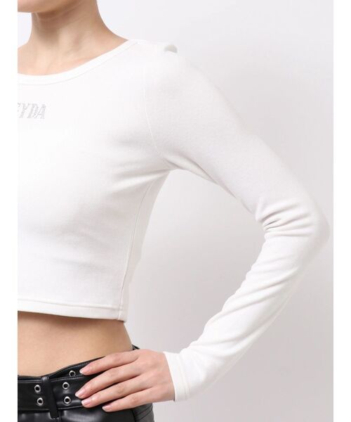 GYDA(ジェイダ)の「GYDA bijou fluffyトップス(Tシャツ/カットソー・レディース・オフホワイト/ブラック/チャコールグレー・FREE)」の6枚目の写真