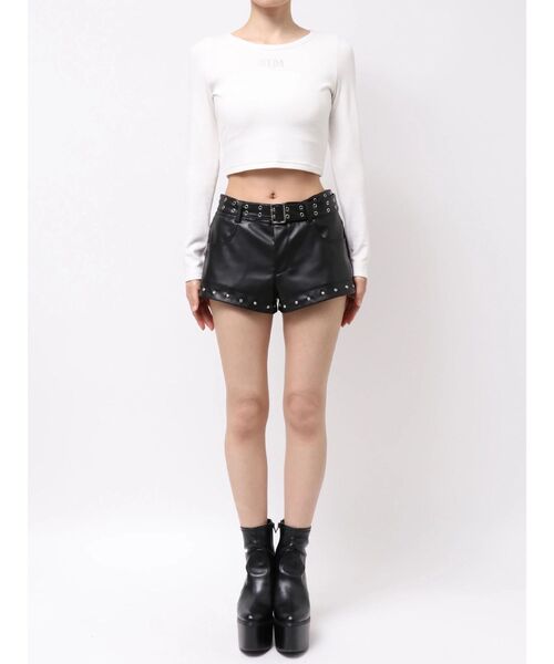 GYDA(ジェイダ)の「GYDA bijou fluffyトップス(Tシャツ/カットソー・レディース・オフホワイト/ブラック/チャコールグレー・FREE)」の8枚目の写真