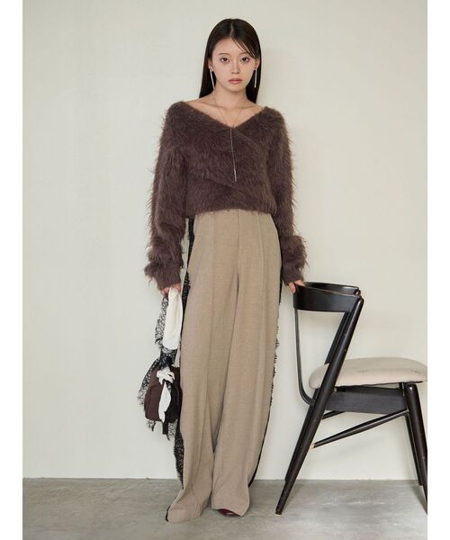LAGUNAMOON（ラグナムーン）の「サイドレースワイドパンツ（その他パンツ・レディース・チャコールグレー/ベージュ・MEDIUM/SMALL）」の12枚目の写真