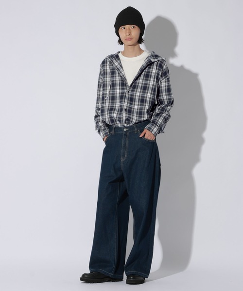LAKOLE(ラコレ)の「フードチェック長袖シャツ / 1068013(シャツ/ブラウス・メンズ・ネイビー/ホワイト/サックスブルー・MEDIUM/LARGE)」の17枚目の写真