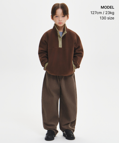 MUSINSA STANDARD KIDS（ムシンサスタンダードキッズ）の「ポーラフリーススナッププルオーバー[ブラウン]（ブルゾン・レディース・その他・120/130/140/150/160）」の2枚目の写真