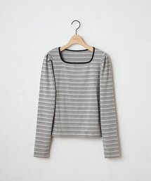 【WEB限定】ボーダー肩タックプルオーバー