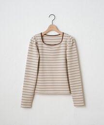 【WEB限定】ボーダー肩タックプルオーバー