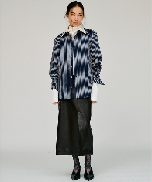 PRANK PROJECT(プランクプロジェクト)の「【2026Winter Pre-Order】ベルトコンビフェイクレザーマキシスカート / Belt Combo Fake Leather Maxi Skirt(スカート・レディース・ブラウン/ブラック・36/38)」の4枚目の写真