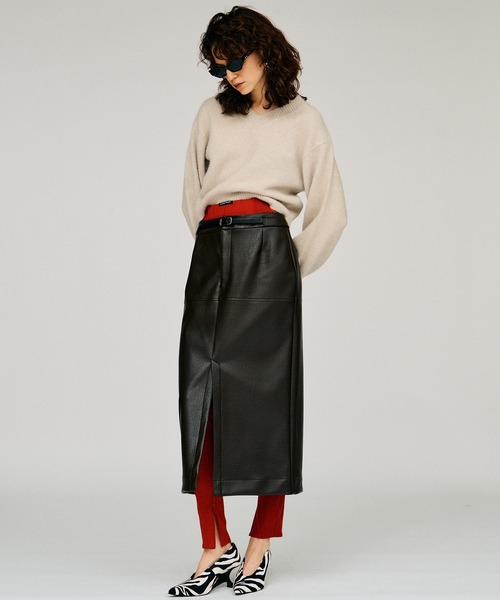 PRANK PROJECT(プランクプロジェクト)の「【2026Winter Pre-Order】ベルトコンビフェイクレザーマキシスカート / Belt Combo Fake Leather Maxi Skirt(スカート・レディース・ブラウン/ブラック・36/38)」の8枚目の写真