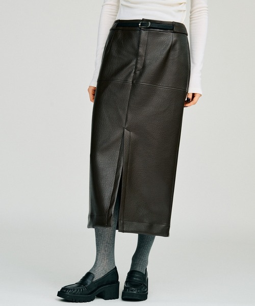 PRANK PROJECT(プランクプロジェクト)の「【2026Winter Pre-Order】ベルトコンビフェイクレザーマキシスカート / Belt Combo Fake Leather Maxi Skirt(スカート・レディース・ブラウン/ブラック・36/38)」の20枚目の写真