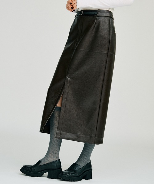PRANK PROJECT(プランクプロジェクト)の「【2026Winter Pre-Order】ベルトコンビフェイクレザーマキシスカート / Belt Combo Fake Leather Maxi Skirt(スカート・レディース・ブラウン/ブラック・36/38)」の21枚目の写真