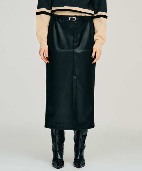 PRANK PROJECT(プランクプロジェクト)の「【2026Winter Pre-Order】ベルトコンビフェイクレザーマキシスカート / Belt Combo Fake Leather Maxi Skirt(スカート・レディース・ブラウン/ブラック・36/38)」の19枚目の写真