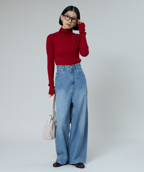 FREAK'S STORE(フリークスストア)の「USAコットン バックシンチパンツ(デニムパンツ・レディース・ネイビー/ダークネイビー/サックスブルー・MEDIUM/SMALL)」の4枚目の写真