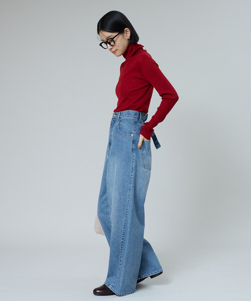 FREAK'S STORE(フリークスストア)の「USAコットン バックシンチパンツ(デニムパンツ・レディース・ネイビー/ダークネイビー/サックスブルー・MEDIUM/SMALL)」の5枚目の写真