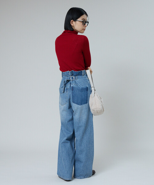 FREAK'S STORE(フリークスストア)の「USAコットン バックシンチパンツ(デニムパンツ・レディース・ネイビー/ダークネイビー/サックスブルー・MEDIUM/SMALL)」の6枚目の写真