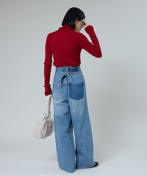FREAK'S STORE(フリークスストア)の「USAコットン バックシンチパンツ(デニムパンツ・レディース・ネイビー/ダークネイビー/サックスブルー・MEDIUM/SMALL)」の7枚目の写真