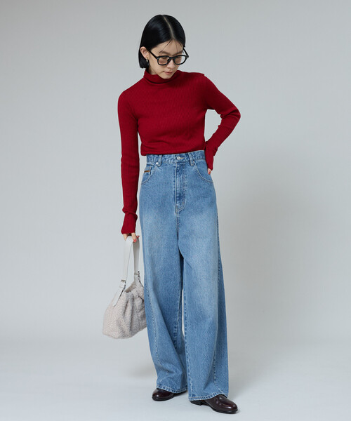 FREAK'S STORE(フリークスストア)の「USAコットン バックシンチパンツ(デニムパンツ・レディース・ネイビー/ダークネイビー/サックスブルー・MEDIUM/SMALL)」の8枚目の写真