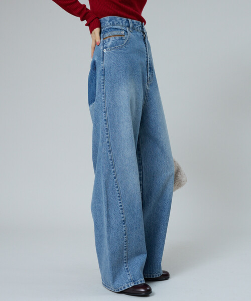 FREAK'S STORE(フリークスストア)の「USAコットン バックシンチパンツ(デニムパンツ・レディース・ネイビー/ダークネイビー/サックスブルー・MEDIUM/SMALL)」の11枚目の写真