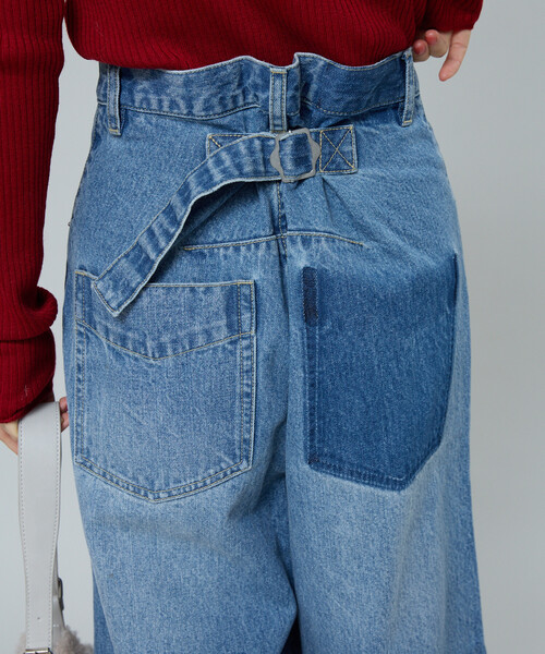 FREAK'S STORE(フリークスストア)の「USAコットン バックシンチパンツ(デニムパンツ・レディース・ネイビー/ダークネイビー/サックスブルー・MEDIUM/SMALL)」の16枚目の写真
