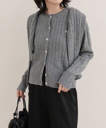 FR刺しゅうケーブル柄カーディガン