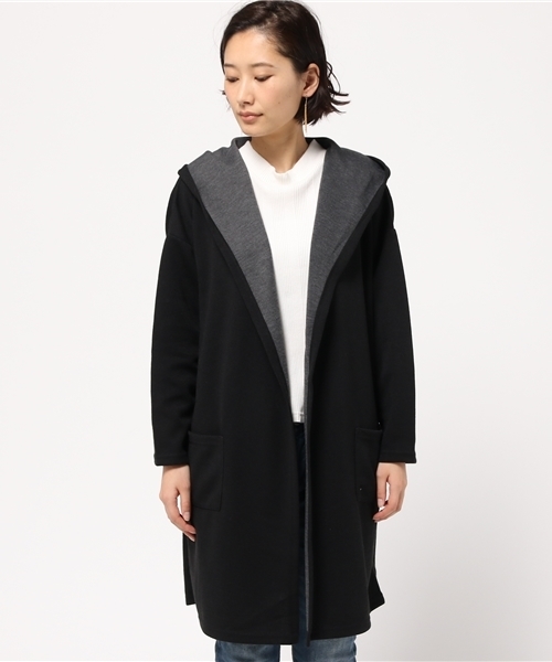 VENCEEXCHANGE（ヴァンスエクスチェンジ）の「ダブルフェイスフードカーディガン           （カーディガン/ボレロ・レディース・ネイビー/ブラック/オフホワイト/グレー・LARGE/MEDIUM）」の11枚目の写真