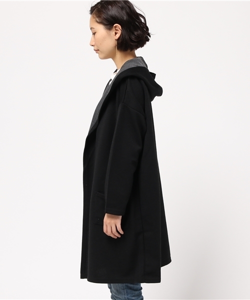 VENCEEXCHANGE（ヴァンスエクスチェンジ）の「ダブルフェイスフードカーディガン           （カーディガン/ボレロ・レディース・ネイビー/ブラック/オフホワイト/グレー・LARGE/MEDIUM）」の12枚目の写真