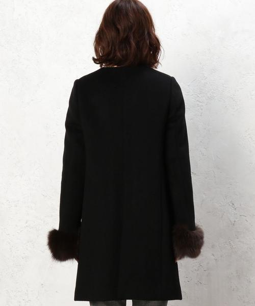 green label relaxing（グリーンレーベルリラクシング）の「◆CR Wシャギー ファー3WAYコート（ノーカラージャケット・レディース・ブラック/ライトグレー・34/36/38/40/42/44/46）」の15枚目の写真