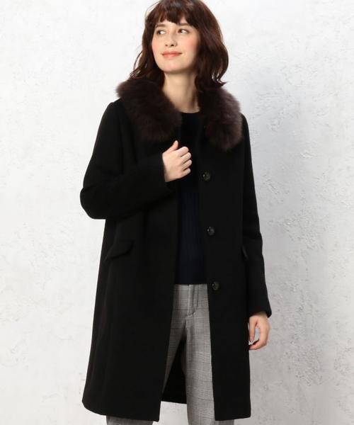 green label relaxing（グリーンレーベルリラクシング）の「◆CR Wシャギー ファー3WAYコート（ノーカラージャケット・レディース・ブラック/ライトグレー・34/36/38/40/42/44/46）」の16枚目の写真