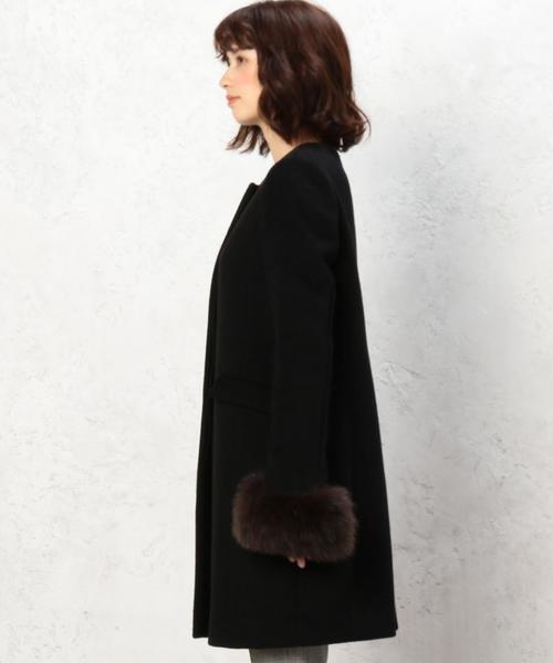 green label relaxing（グリーンレーベルリラクシング）の「◆CR Wシャギー ファー3WAYコート（ノーカラージャケット・レディース・ブラック/ライトグレー・34/36/38/40/42/44/46）」の17枚目の写真