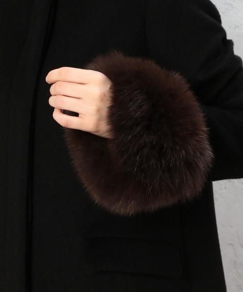 green label relaxing（グリーンレーベルリラクシング）の「◆CR Wシャギー ファー3WAYコート（ノーカラージャケット・レディース・ブラック/ライトグレー・34/36/38/40/42/44/46）」の19枚目の写真