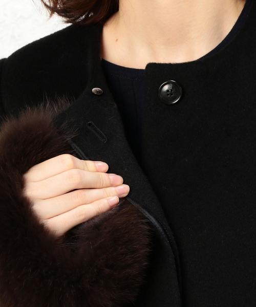 green label relaxing（グリーンレーベルリラクシング）の「◆CR Wシャギー ファー3WAYコート（ノーカラージャケット・レディース・ブラック/ライトグレー・34/36/38/40/42/44/46）」の12枚目の写真