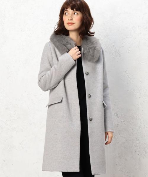 green label relaxing（グリーンレーベルリラクシング）の「◆CR Wシャギー ファー3WAYコート（ノーカラージャケット・レディース・ブラック/ライトグレー・34/36/38/40/42/44/46）」の6枚目の写真