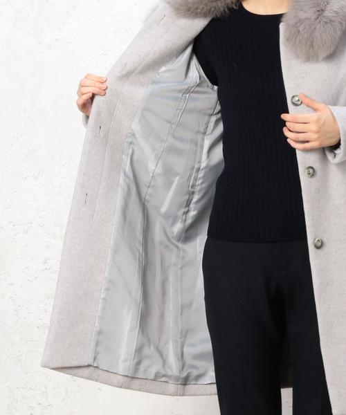 green label relaxing（グリーンレーベルリラクシング）の「◆CR Wシャギー ファー3WAYコート（ノーカラージャケット・レディース・ブラック/ライトグレー・34/36/38/40/42/44/46）」の7枚目の写真