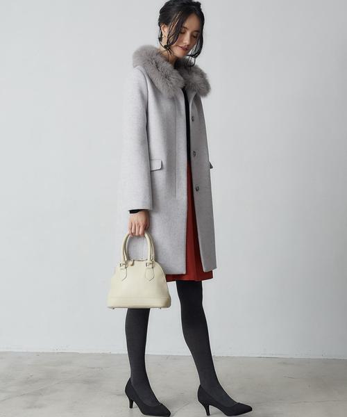 green label relaxing（グリーンレーベルリラクシング）の「◆CR Wシャギー ファー3WAYコート（ノーカラージャケット・レディース・ブラック/ライトグレー・34/36/38/40/42/44/46）」の20枚目の写真