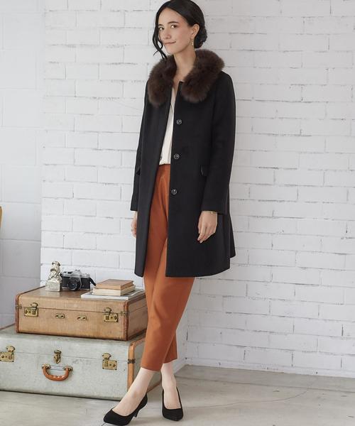 green label relaxing（グリーンレーベルリラクシング）の「◆CR Wシャギー ファー3WAYコート（ノーカラージャケット・レディース・ブラック/ライトグレー・34/36/38/40/42/44/46）」の21枚目の写真