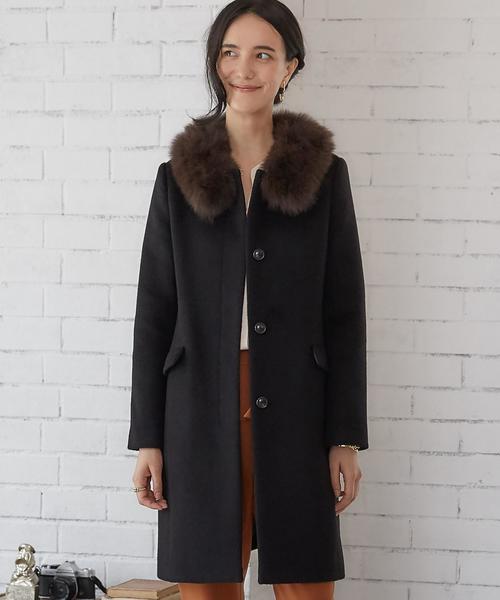 green label relaxing（グリーンレーベルリラクシング）の「◆CR Wシャギー ファー3WAYコート（ノーカラージャケット・レディース・ブラック/ライトグレー・34/36/38/40/42/44/46）」の22枚目の写真