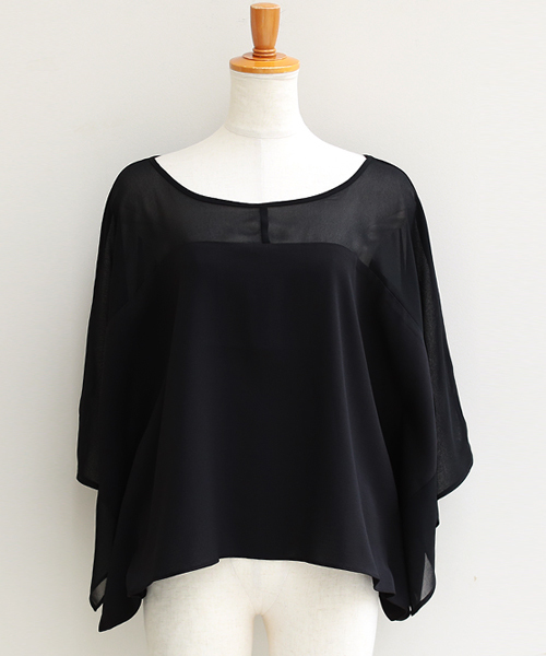 REAL CUBE(リアルキューブ)の「REAL CUBE Wリボンポンチョスリーブトップス(Tシャツ/カットソー・レディース・ブラック/ネイビー/キャメル・38)」の8枚目の写真