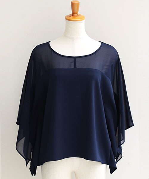 REAL CUBE(リアルキューブ)の「REAL CUBE Wリボンポンチョスリーブトップス(Tシャツ/カットソー・レディース・ブラック/ネイビー/キャメル・38)」の9枚目の写真