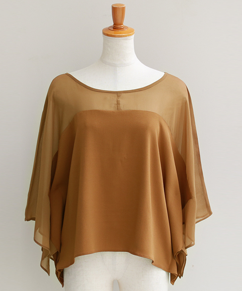 REAL CUBE(リアルキューブ)の「REAL CUBE Wリボンポンチョスリーブトップス(Tシャツ/カットソー・レディース・ブラック/ネイビー/キャメル・38)」の10枚目の写真