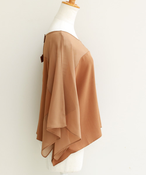 REAL CUBE(リアルキューブ)の「REAL CUBE Wリボンポンチョスリーブトップス(Tシャツ/カットソー・レディース・ブラック/ネイビー/キャメル・38)」の11枚目の写真