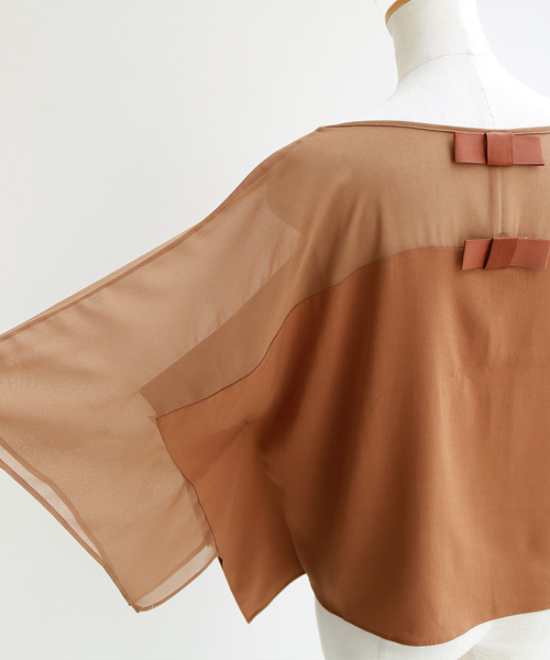 REAL CUBE(リアルキューブ)の「REAL CUBE Wリボンポンチョスリーブトップス(Tシャツ/カットソー・レディース・ブラック/ネイビー/キャメル・38)」の13枚目の写真