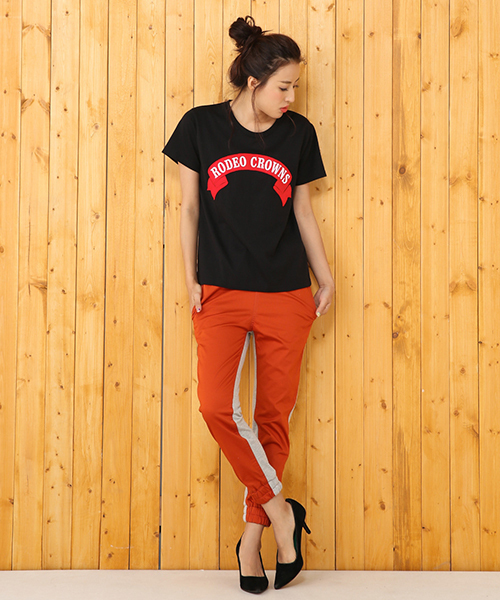 RODEO CROWNS WIDE BOWL（ロデオクラウンズワイドボウル）の「ライト プロポーション コンビパンツ（その他パンツ・レディース・カーキ/ブラック/ベージュ/ブラウン・1/0/3/2）」の3枚目の写真