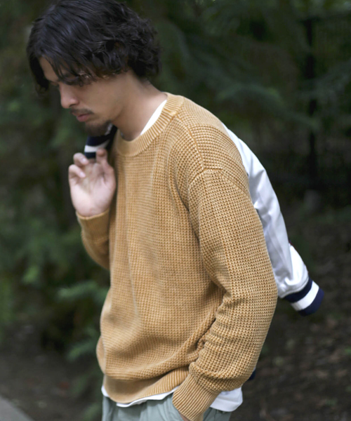 Denime（ドゥニーム）の「ケミカルウォッシュニット（ニット/セーター・メンズ・ブラック/ネイビー/オレンジ/マスタード・LARGE/MEDIUM）」の20枚目の写真