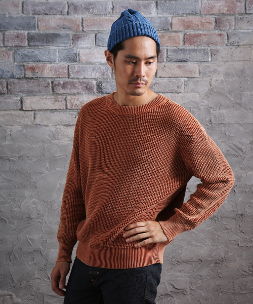 Denime（ドゥニーム）の「ケミカルウォッシュニット（ニット/セーター・メンズ・ブラック/ネイビー/オレンジ/マスタード・LARGE/MEDIUM）」の18枚目の写真