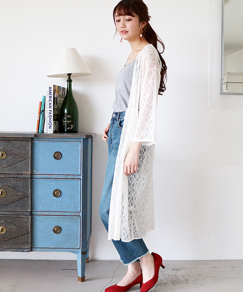 N.（N. Natural Beauty Basic）（エヌエヌナチュラルビューティーベーシック）の「◆レースガウン（カーディガン/ボレロ・レディース・ブラック/ホワイト・MEDIUM）」の5枚目の写真