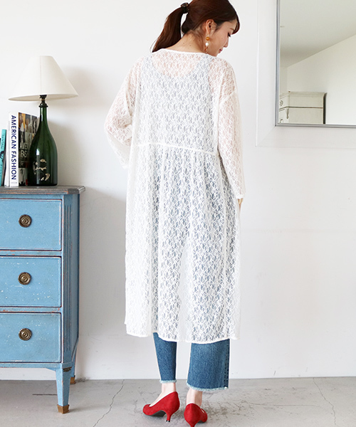 N.（N. Natural Beauty Basic）（エヌエヌナチュラルビューティーベーシック）の「◆レースガウン（カーディガン/ボレロ・レディース・ブラック/ホワイト・MEDIUM）」の6枚目の写真