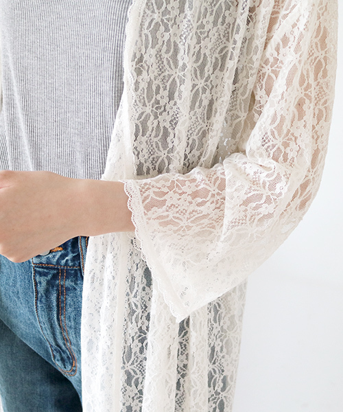 N.（N. Natural Beauty Basic）（エヌエヌナチュラルビューティーベーシック）の「◆レースガウン（カーディガン/ボレロ・レディース・ブラック/ホワイト・MEDIUM）」の8枚目の写真