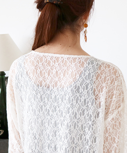 N.（N. Natural Beauty Basic）（エヌエヌナチュラルビューティーベーシック）の「◆レースガウン（カーディガン/ボレロ・レディース・ブラック/ホワイト・MEDIUM）」の9枚目の写真