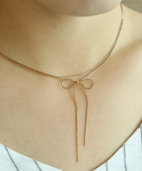 colleca la（コレカラ）の「2連リボンネックレス（ネックレス・レディース・ゴールド/シルバー・FREE）」の8枚目の写真