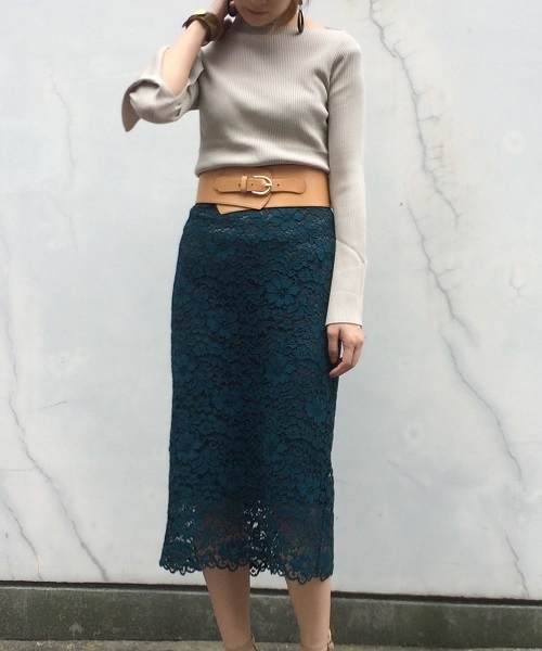 Liesse（リエス）の「レースタイトスカート（スカート・レディース・グリーン/グレー/タン・M/S/L）」の3枚目の写真
