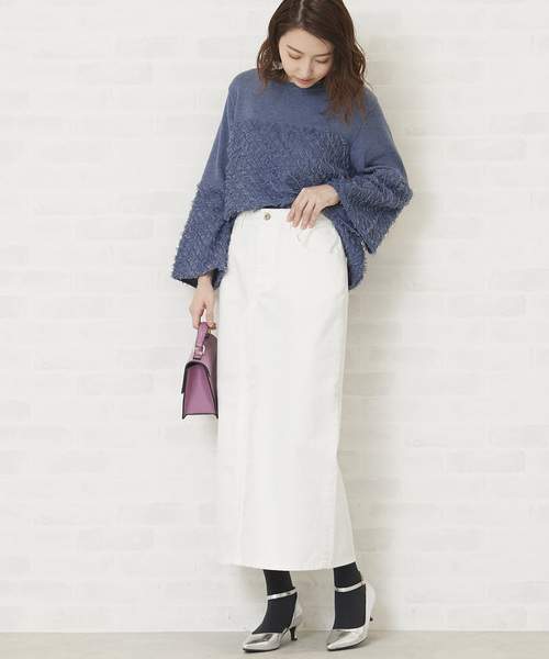 N.（N. Natural Beauty Basic）（エヌエヌナチュラルビューティーベーシック）の「デニムタイトマキシスカート（デニムスカート・レディース・インディゴブルー/ホワイト・MEDIUM/SMALL）」の13枚目の写真