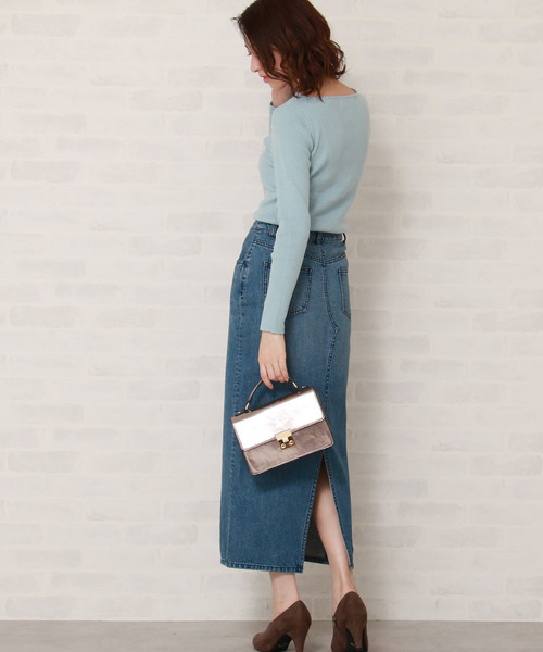 N.（N. Natural Beauty Basic）（エヌエヌナチュラルビューティーベーシック）の「デニムタイトマキシスカート（デニムスカート・レディース・インディゴブルー/ホワイト・MEDIUM/SMALL）」の6枚目の写真