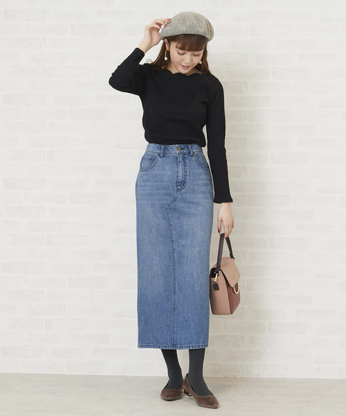 N.（N. Natural Beauty Basic）（エヌエヌナチュラルビューティーベーシック）の「デニムタイトマキシスカート（デニムスカート・レディース・インディゴブルー/ホワイト・MEDIUM/SMALL）」の14枚目の写真